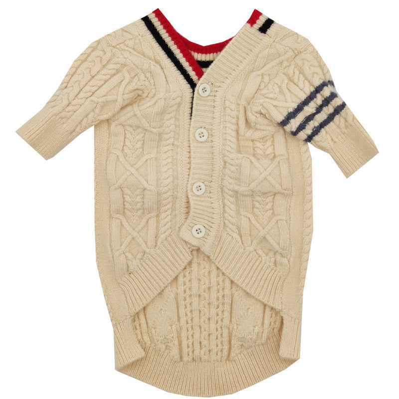 Hund cardigan ull, vit 