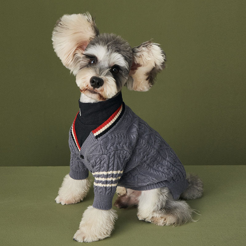 Hund cardigan ull, grå  