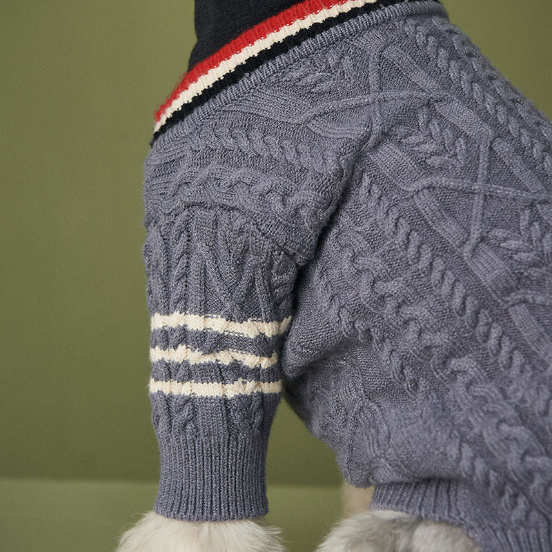 Hund cardigan ull, grå 