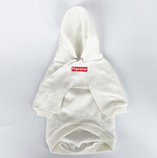 vit PUPREME Hoodie för hundar
