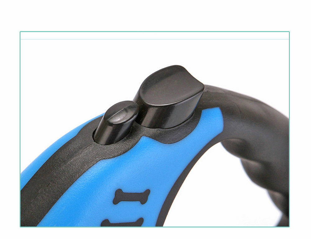Närbild på blått  flexibelt koppel för husdjur