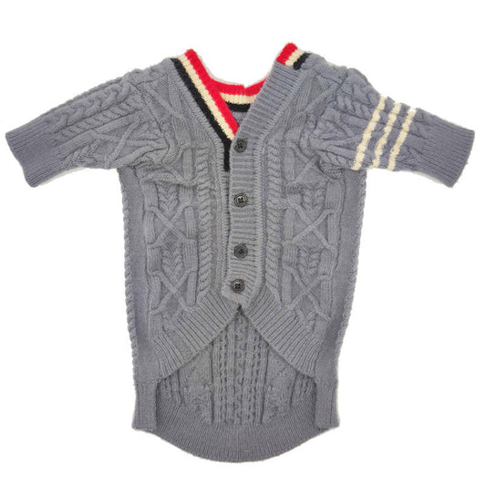 Hund cardigan ull, grå 